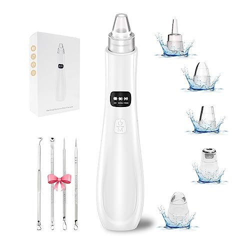 2023 Newest Blackhead Remover Pore Vacuum,Facial Pore Cleaner-5 Suction Power,5 Probes,USB Rechargeable Blackhead Vacuum Kit Electric Acne Extractor Tool for Adult