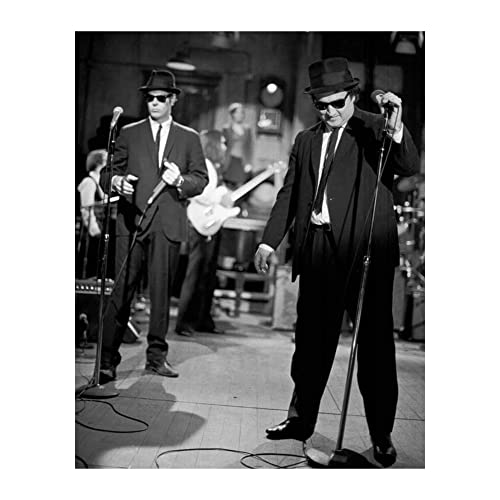 Blue Brothers- Vintage Wall Art Print, This Ready to Frame Black & White Retro Music Wall Art Poster Print is Good For Music Room, Home, Office, Studio, And Man Cave Room Decor, Unframed - 8 x 10