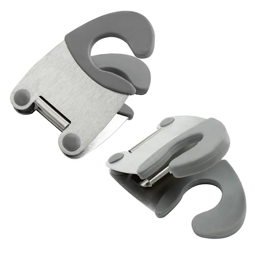 Unlorspy 2Pcs Grey Pot Clip, 8.1 x 5CM Stainless Steel Pot Spoon Holder, Anti-scalding Spoon Holder with Plastic Rubber for Restaurant Home Kitchen Utensil Rest
