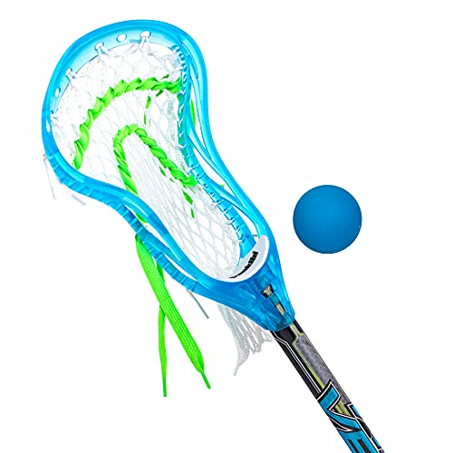 Franklin Sports Kids Mini Lacrosse Stick + Ball Set - Venom Youth Plastic Lacrosse Stick for Beginners - Perfect Set for Kids + Toddlers - Blue, 34'