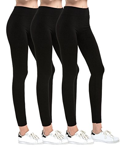 Leggings - Women's Seamless Fleece Lined Leggings (Pack of 3) - Black