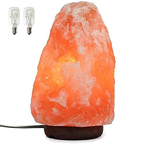 7 Inch Himalayan Salt Lamp with Dimmer Cord - Night Light Natural Crystal Rock Classic Wood Base Authentic from Pakistan