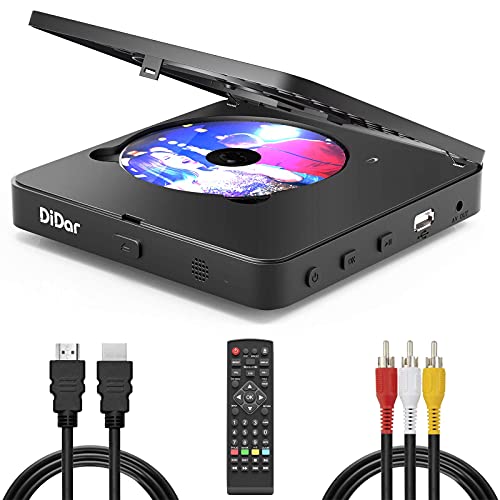 Super Mini Blu-ray HD DVD for TV, 1080P Blue-ray Home Theater, Portable with Remote Control + HDMI AV Cable + Built-in PAL/NTSC, Support USB Input