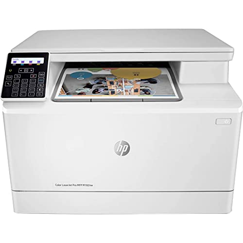 HP Color LaserJet Pro M182nw Wireless All-in-One Laser Printer, Remote Mobile Print, Scan & Copy, Works with Alexa (7KW55A), White