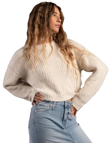 Rsq Crop Lurex Pullover Sweater Cream