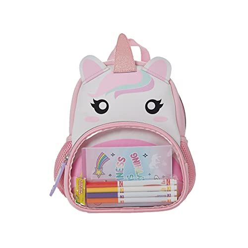 Crayola Neoprene Unicorn Mini Backpack for Girls & Toddlers Markers & Notepad, 10 inch, Pink