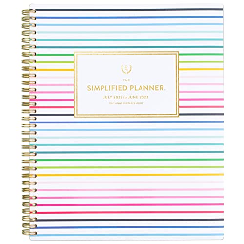 AT-A-GLANCE 2022-2023 Planner, Weekly & Monthly Academic, 8-1/2' x 11', Large, Simplified by Emily Ley, Happy Stripe (EL80-905A)