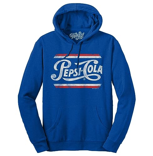 Tee Luv Men's Pepsi Hoodie - Hooded Pepsi Cola Soda Logo Sweatshirt (Blue Heather) (S)