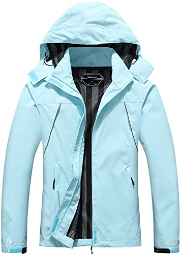 MOERDENG Women's Waterproof Rain Jacket Outdoor Lightweight Softshell Raincoat for Hiking Travel
