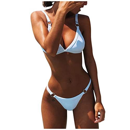 Women Swimsuits Orange Womens Swimsuit Side Ways Cross Women's One Shoulder Two Piece Bikini Set Swimwear Crochet Back Short Sleeve Bikini Set Women Knot Front Bikini Top Bikini Shirt