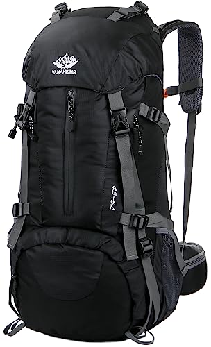 Esup Hiking Backpack, 50L Multipurpose Camping Backpack with rain cover 45l+5l (Black)