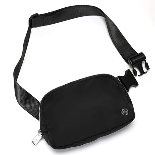 Black Belt Bag with Adjustable Strap, Pander Nylon Mini Fanny Pack for Outdoors Workout Traveling Casual Running Cycling, 1L