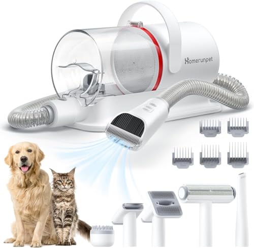 HomeRunPet Ultra Quiet Pet Vacuum Suction 99% Pet Hair, 6 Tool Grooming Kit, Anti Shedding, 1.85L Dust Cup, Home Grooming & Cleaning for Dogs, Cats, Others
