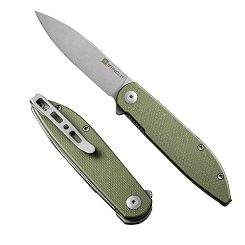 SENCUT Bocll II Pocket Knife Folding Knife for EDC, Liner Lock Small Knife with Deep Carry Clip, G10 Handle Slim Light Weight Knives for Men Women, Design by Brad Zinker, Blade Length 2.96'' for Utility Indoor Outdoor Kitchen Fruit Daily Housework Holiday Gifts S22019-4