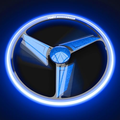 TOSY Patented Boomerang - 3 Super Bright LEDs, Rechargeable, Auto Light Up, Launcher & Flying Disc/Frisbee Included, Perfect Outdoor Games, Birthday & Camping Gift for Men/Boys/Teens/Kids
