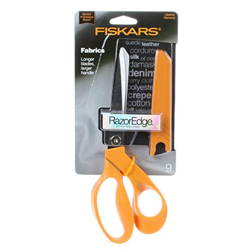Fiskars RazorEdge Fabric Scissors - 9' Heavy Duty Fabric Shears with Ergonomic Handle - Orange