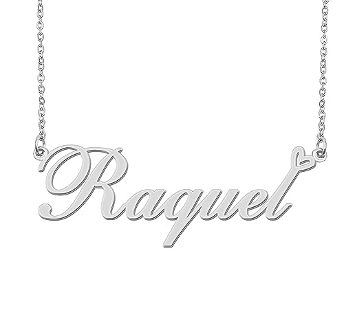 Aoloshow Stainless Steel Raquel Heart Name Necklace Charm Pendant Jewelry for Mom Best Friends