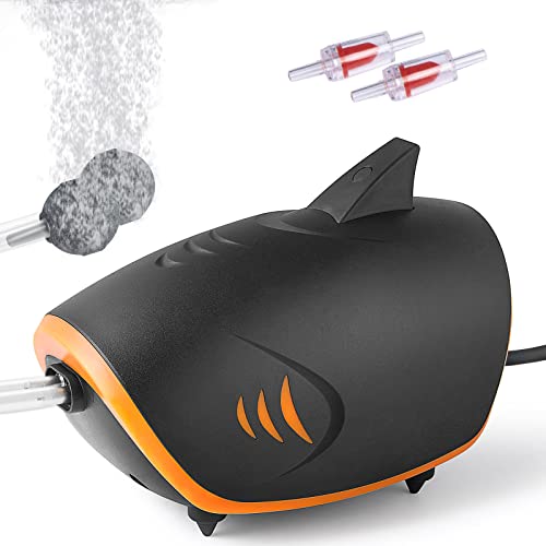 HITOP 110GPH Powerful Aquarium Air Pump: Quiet 2-outlets Aquarium Aerator, Adjustable Fish Tank Air Pump with Accessories, for 20-200 Gallon Tank