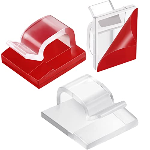 Blulu 100 Pieces Outdoor Light Clips for String Lights Self Adhesive Mini Cable Clips Wire Clips Hooks Hanging Clips for Office Home Fairy Light Christmas Decoration(Clear, Small)