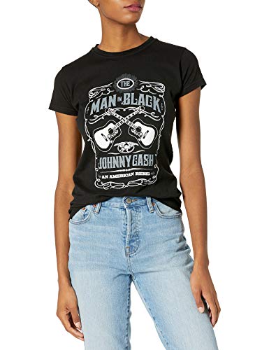 Johnny Cash womens Guitar Rebel Women's T-shirt T Shirt, Black, Medium US