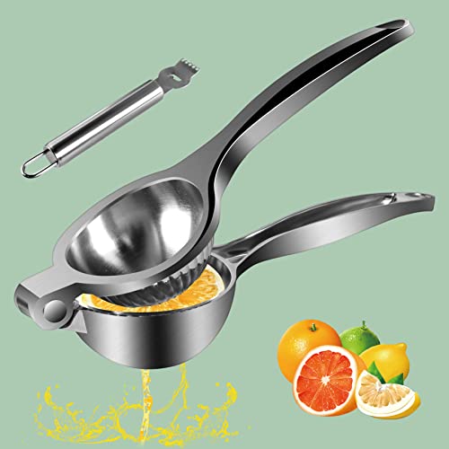 Yeisall Lemon Squeezer Stainless Steel with Premium Quality Heavy Duty Solid Metal Squeezer Bowl and Food Grade Silicone Handles-Standard