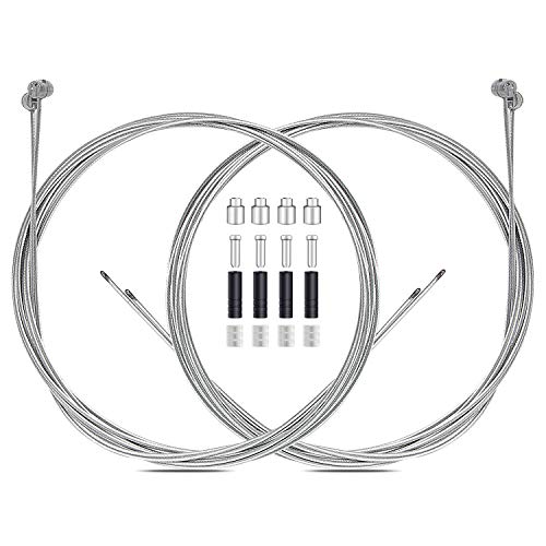 4PCS Premium Bike Brake Cable Set,Universal Standard Bicycle Brake Cable, Professional Bicycle Brake line For Front and Rear Mountain MTB or Road Bikes,include Free Cable Cap End Crimps accessories 2M