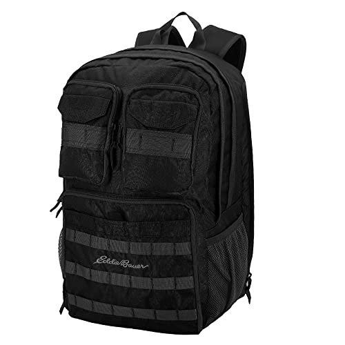 Eddie Bauer Cargo Backpack 30L Access Computer Sleeve and Dual Mesh Side Pockets, Black