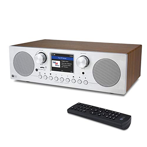 Ocean Digital WR-800 FM Wi-Fi Internet Radio Alarm Clock Stereo Speakers Micro SD Line Out Aux in 30,000+ Stations Stress Relief Relaxation Sleep Aid 2.8' Color Display Wooden Casing