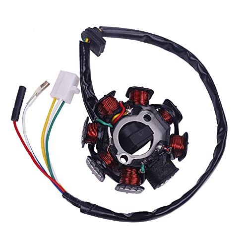 Glixal GY6 49cc 50cc 80cc 100cc 8 poles Magneto Stator for 139QMB 139QMA 147QMD Scooter Moped ATV Go-kart Buggy Engine Taotao Jonway Icebear Baja Coolster Lance SUNL Vento (Alternating Current)