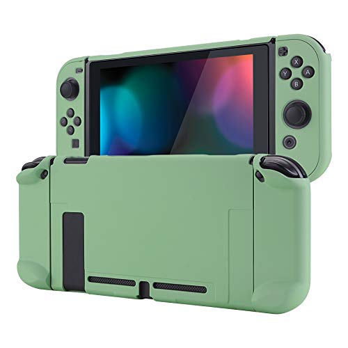 eXtremeRate PlayVital Back Cover for Nintendo Switch Console, NS Joycon Handheld Controller Separable Protector Hard Shell, Customized Dockable Protective Case for Nintendo Switch - Matcha Green