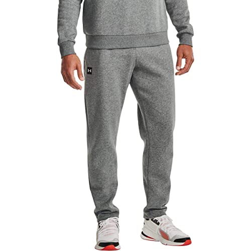 Under Armour Mens Rival Fleece Pants , Pitch Gray Light Heather (012)/Onyx White , Large