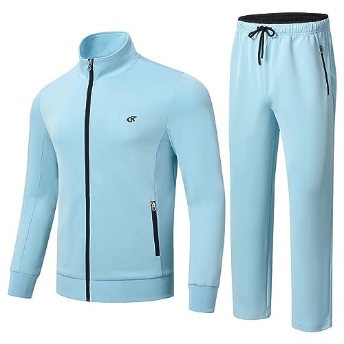 yuyangdpb Men's Tracksuits 6 Piece Outfits Full Zip Sports Sweatsuit Jogging Suits GrayBlue 2XL
