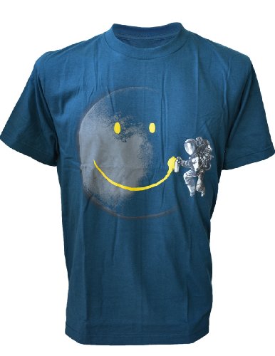 SODAtees Full Moon Graffiti Tag Smiley Graphic Design Men's T-SHIRT - Petrol - X-Large