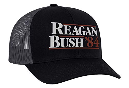 Trenz Shirt Company Reagan Bush 84 Campaign Adult Trucker Hat-Black/Charcoal