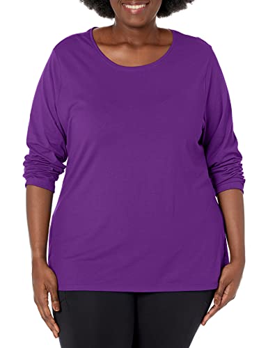 JUST MY SIZE womens Just My Size Women's Plus Size Long Sleeve Tee Shirt, Violet Splendor, 5X US
