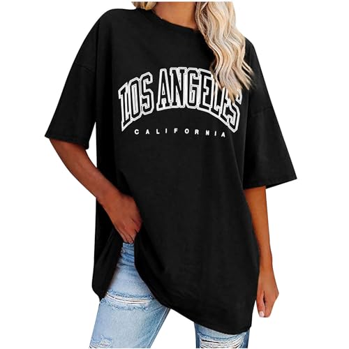 generic My Orders 2024 Summer Tops for Women Oversized Los Angeles California Graphic Tees Casual Crewneck Loose Fit T Shirt Comfy Workout Blouses Cotton Plus Size Shirts Dressy, Small, Aa2#black