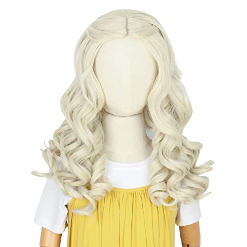 Yan Dream Princess Wig Platinum Blonde Wig Kids Child Costume Wig Long Curly Halloween Cosplay Wig