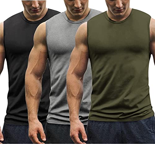COOFANDY Mens Tank Tops 3 Pack,Sleeveless Shirts for Men's Fitness,Quick Dry Gym Tank Top for Men