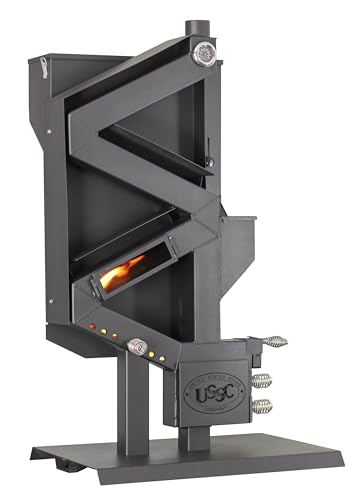 US Stove Company US GW1949 Wiseway Non-Electric Pellet Stove, 60 lbs Hopper, Black