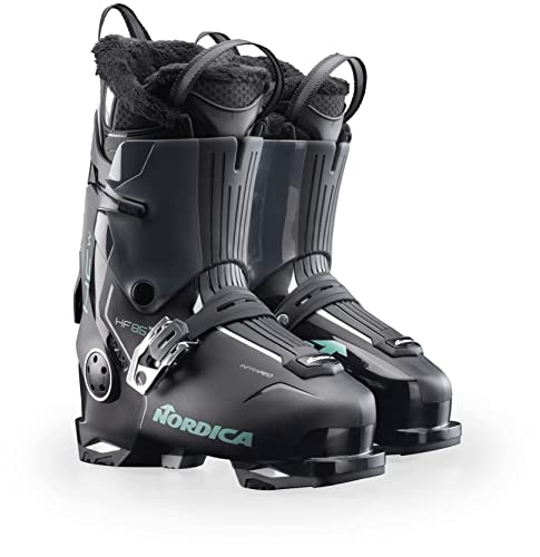 NORDICA Women's HF 85 W Durable Warm Insulated Water-Resistant Easy-Entry All-Mountain Touring Ski Boots with Instep Volume Control, Black/Anthracite/Green, 24.5