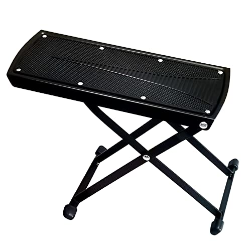 Guitar Foot Rest Stool Height Adjustable Footstool Excellent Stability with Rubber End Caps and Non-slip Rubber Pad for Classical Guitar