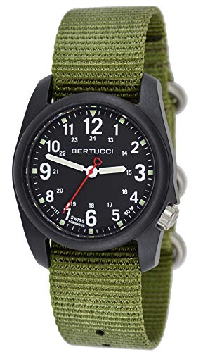 Bertucci Watch DX3 Watch, Fiber Reinforced Poly Resin Case, DX3 Nylon Band, Black Dial, Forest Band