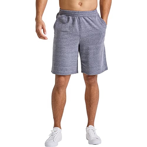 Hanes Men's Originals French Terry Sweat, Pull-On Athletic Shorts, 9', Navy PE Heather, Large