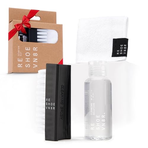 Reshoevn8r Shoe Cleaner Sneakers Kit, Starter Kit - Sneaker Cleaner for Canvas, Mesh, Knit, Leather, Nubuck, Plastic, & Rubber Shoes - 2oz Cleaning Solution, 1 Medium Bristle Brush, & Microfiber Towel