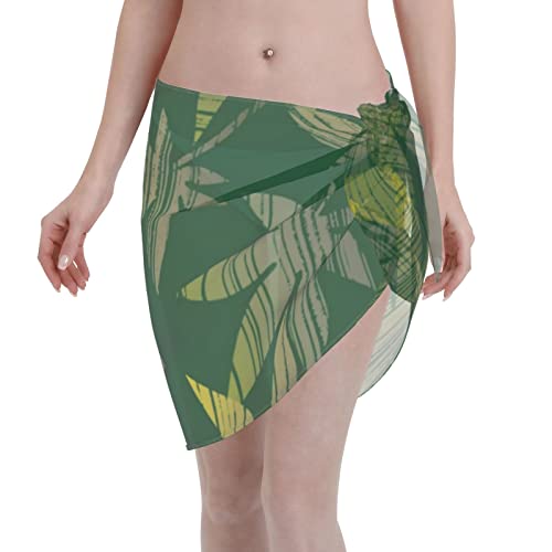 Cannabis Weed Leaf Women Short Wrap Skirt Beach Dress Apron Shawl Bikini Cover Up Swimsuit Wrap Sarongs Black