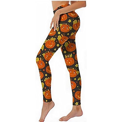 EDCRF Halloween Costumes for Women 2023 Ultra Soft Web Print Legging Peached Nightmare Before Christmas Halloween Village