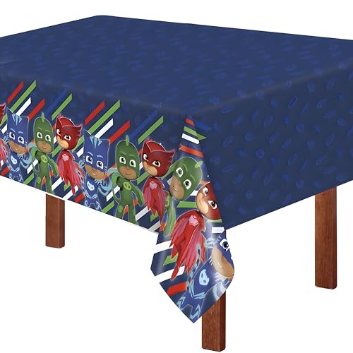 Unique Multicolor Rectangular PJ Masks Plastic Table Cover (54' x 84') 1 Count - Reusable Plastic Tableware, Perfect Party Decorations for Themed Events & Birthday Celebrations