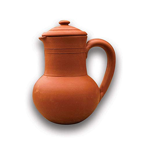 Village Decor Handmade Clay Water Jug With Lid | Carafes Pitcher Capacity 67 oz 2000 ml.