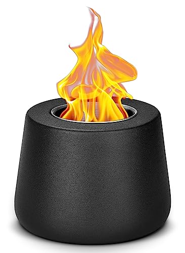 Tabletop Fire Pit Fireplace Indoor: Mini Personal Table top Firepit Fire Place Rubbing Alcohol Flame Bowl for Smores Maker Outdoor Patio Portable Smokeless Firebowl - Black Ceramic