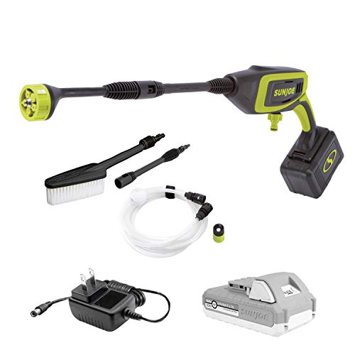 Sun Joe 24V-PP350-LTE 24-Volt IONMAX Power Cleaner Kit, W/ 2.0-Ah Battery + Charger, Water Siphon Hose, Utility Brush, and more, Portable Cleaning On-The-Go
